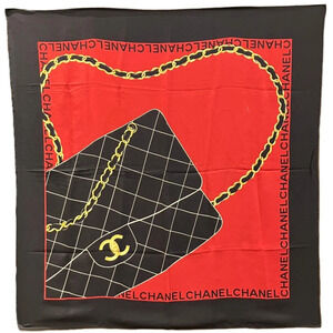 Chanel Matelassé pattern Coco Mark chain bag design scarf muffler silk